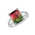 thumbnail image 3 of Sterling Silver with Watermelon Tourmaline and Natural White Topaz Halo Statement Ring, 3 of 3