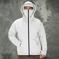 thumbnail image 2 of DUMUIELD Men's Double Hooded Sweatshirt with Warm Mask Zip Up Long Sleeve Comfy Windproof Athletic Sweatshirt White,XXL, 2 of 7