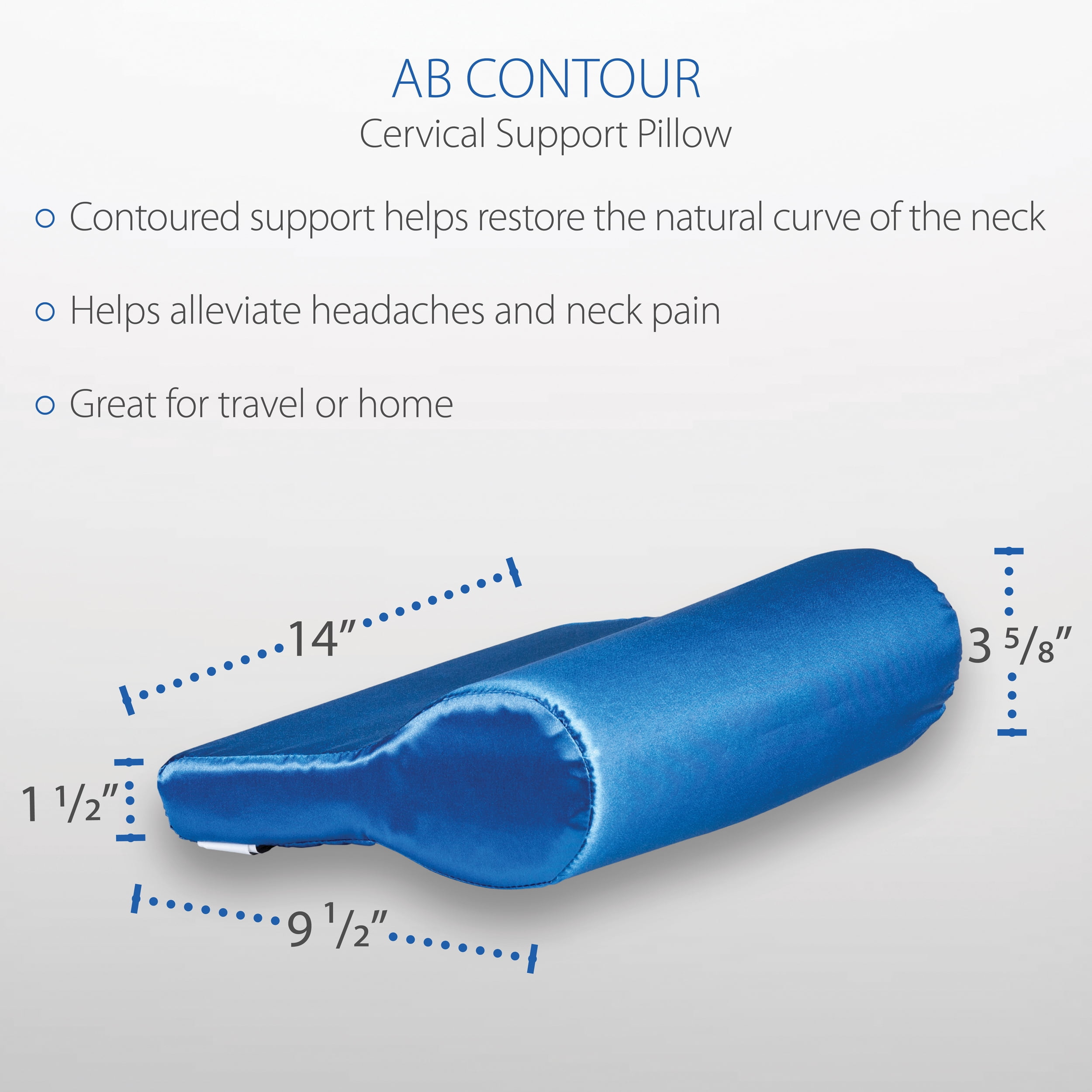 Core Products AB Contour Cervical Support Pillow, Satin - Blue