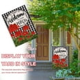 thumbnail image 4 of Home Decorative Welcome to Our Porch Geranium Spring Summer Garden Flag, Red Flower Black White Buffalo Plaid Check House Yard Outside Decoration Fall Autumn Farmhouse Outdoor Small Decor 12.5x18, 4 of 6