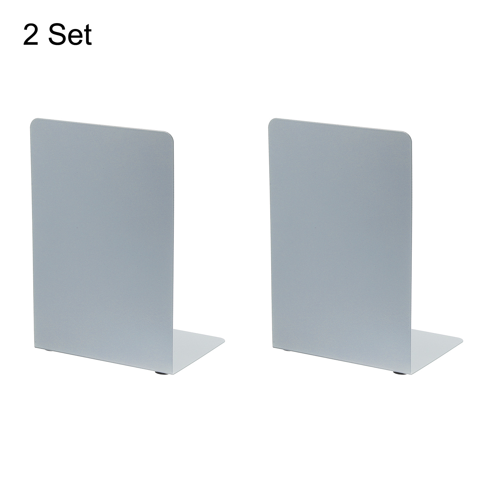 Unique Bargains Metal Bookend with L Shape Design 5.35"x3.74"x7.68" 2 Set Grey