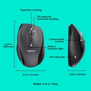 ماوس Logitech M705 Marathon اللاسلكي، ماوس الألعاب اللاسلكي، جهاز استقبال USB بسرعة 2.4 جيجا هرتز، 5 أزرار قابلة للبرمجة، بطارية لمدة 3 سنوات، كمبيوتر شخصي، ماك، كمبيوتر محمول، جهاز Chromebook