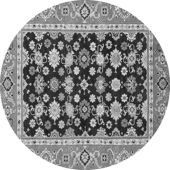 Ahgly Company Indoor Round Abstract Gray Modern Area Rugs, 8' Round