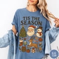 thumbnail image 4 of Tis the Season Vintage Christmas Graphic Print T-Shirt | Santa, Reindeer & Tree Design | Pepper Tee, 4 of 7