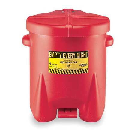Eagle Poly Waste Can, 14 Gallon, Red with Foot Lever