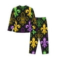 thumbnail image 2 of Goofa Mardi Gras1 Printed Women’s 2 Piece Pajama Set Super,Pajamas Women's Long Sleeve Sleepwear Soft Button Down Loungewear Pjs Lounge Set Nightwear-Small, 2 of 9