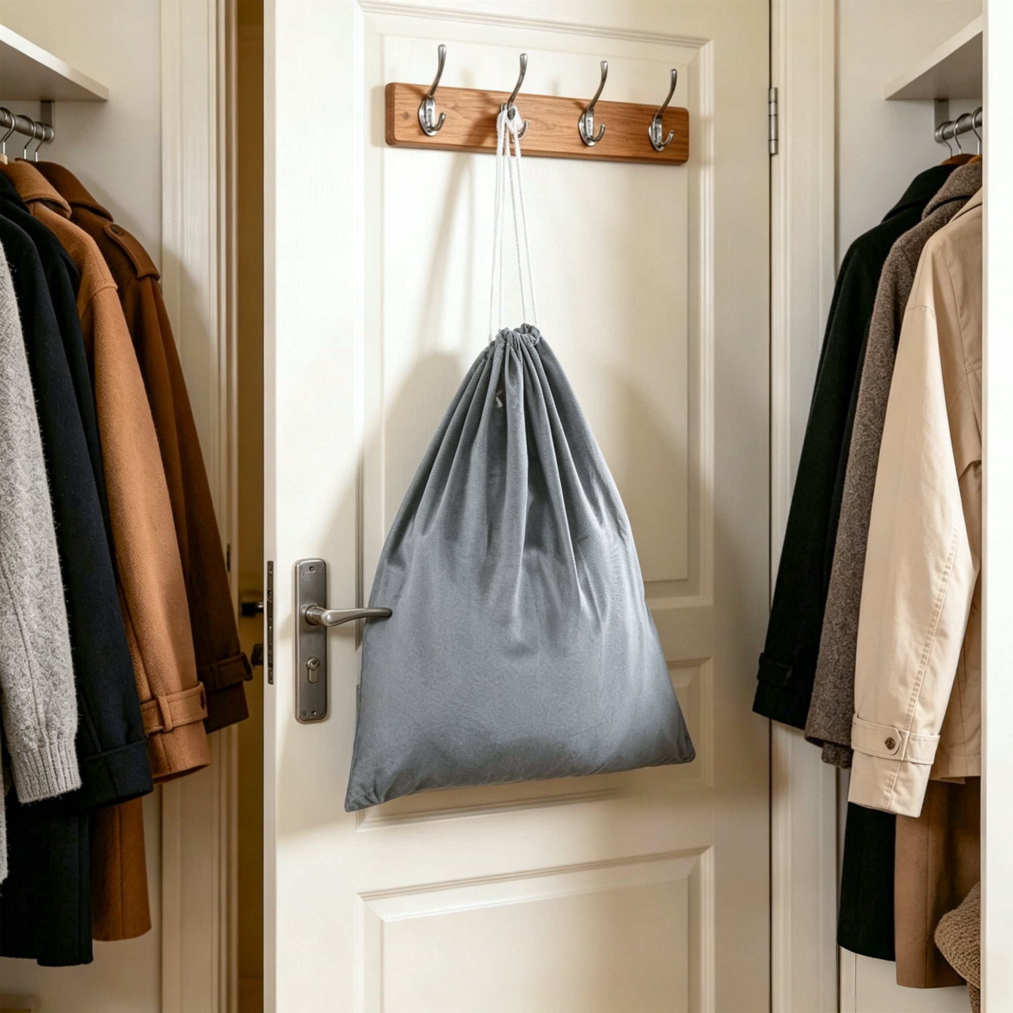 (3 pack) Mainstays Polyester and Cotton Laundry Bag, Durable Drawstring, For Clothing Transportation and Storage, Gray