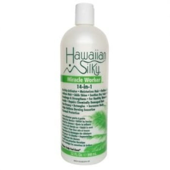 Hawaiian Silky Leave In Conditioner Keratin Oil Frizz-Free 32 oz - Jojoba Oil Enriched - Damaged Scalp Solution - for Color Treated Hair Men, Women and Kids