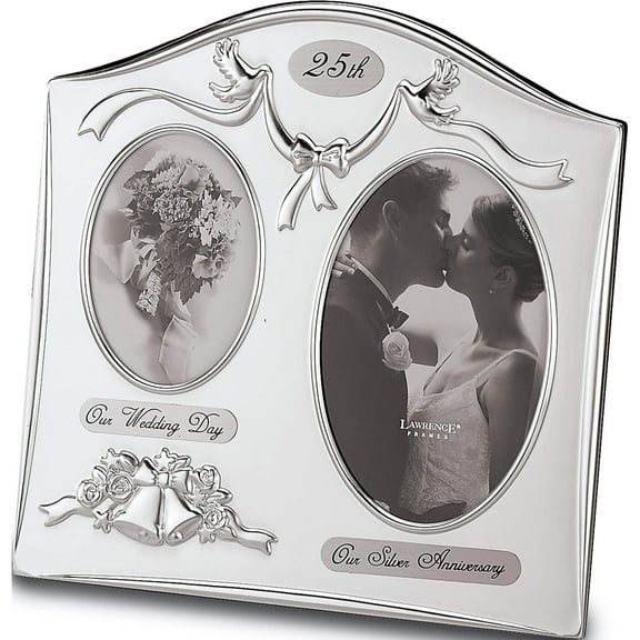 Fashion Satin Silver-Plated 25Th Anniversary Photo Frame (9 X 8) Made In China gm1823