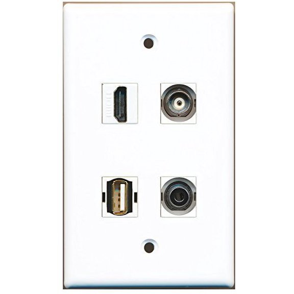 RiteAV - 1 Port HDMI 1 Port USB A-A 1 Port 3.5mm 1 Port BNC Wall Plate