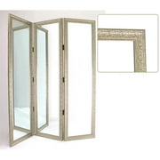 Wayborn Mirror with Frame Full Size Dressing Room Divider in Silver