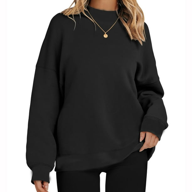 ICHUANYI Clearance Fashion Woman Long Sleeve Round Neck Solid Blouse Causal Pullover Pockets Tops(Black, XXL) ICHUANYI WER2023081513762