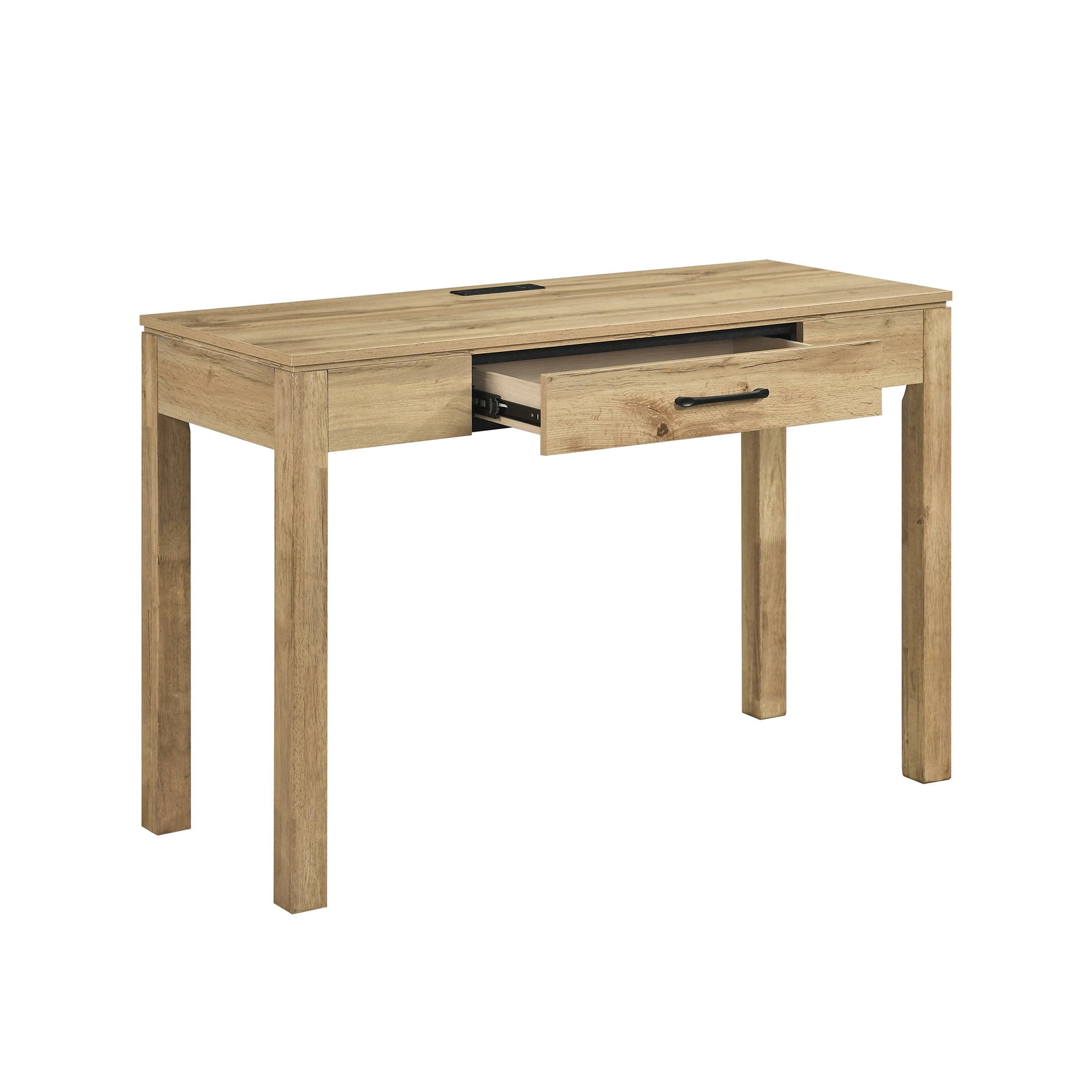 OakvillePark Avenshire Wood Rectangle Writing Desk with Power Outlet and USB Charging Port, Natural