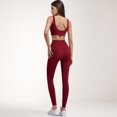 thumbnail image 6 of Women's High Waist Full-Length Leggings with Wide Waistband and Seamless Compression Fit - Small, Burgundy, 6 of 6