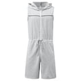 thumbnail image 3 of Pxiakgy jeans for men With Pockets Jumpsuit And With Zipper Men's Tank Shorts Top Jumpsuit Hooded Color Solid Men's pants Men Jumpsuit Grey + M, 3 of 8