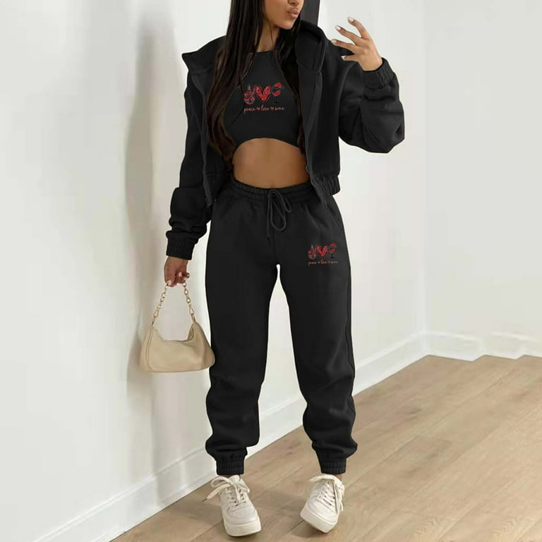 90S Outfit Woman Women s Hoodie Printed Sweatpants Tracksuit Set Walmart