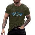 thumbnail image 1 of Hombres manga corta casual Pompotops electrocardiograma impresión cuello redondo pulóver camiseta blusa, 1 of 4