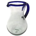 thumbnail image 1 of Mexican Hand Blown Glass Pitcher â Cobalt Blue Rim and Handle (84 oz), 1 of 2