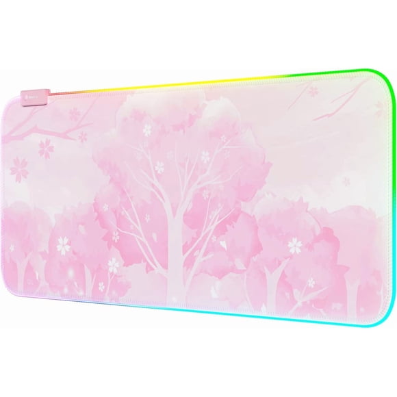 Alfombrilla de ratón Mytrix para videojuegos con LED RGB, color rosa, tamaño XXL, 80 x 30 cm