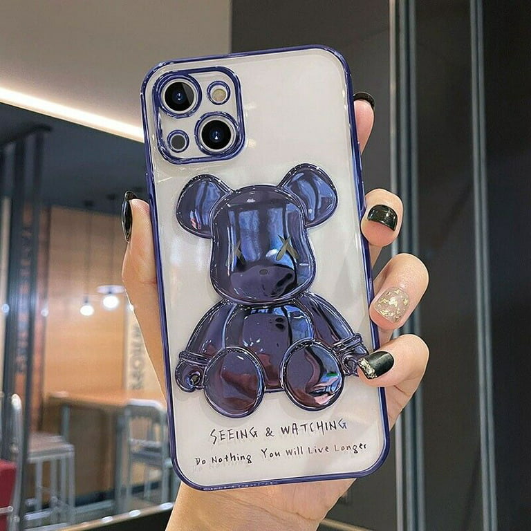 Guess Bear Phone Case para iPhone, Capa Matte Preta, iPhone 14