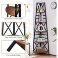 thumbnail image 5 of 72 Inch Tall Corner Shelf, 5 Tier Ladder Bookshelf, Bookcase with Metal Frame, Rustic Shelf Stand for Living Room, Bedroom, Office, Brown, 5 of 5