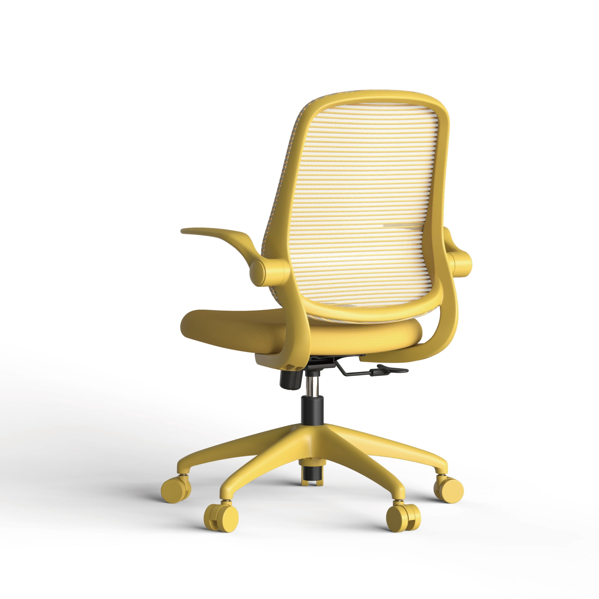 Modern Fabric Ergonomic Office Chair with 3D Flip-Up Arms, Executive Task Chair for Meeting Room, Staff Office, Yellow