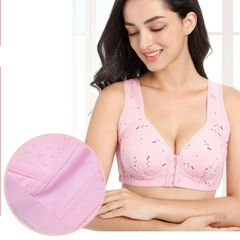 Borniu Wirefree Bras for Women, Plus Size Front Closure Lace Bra Wirefreee  Extra-Elastic Solid Bra Active Yoga Sports Bras , Summer Savings Clearance  
