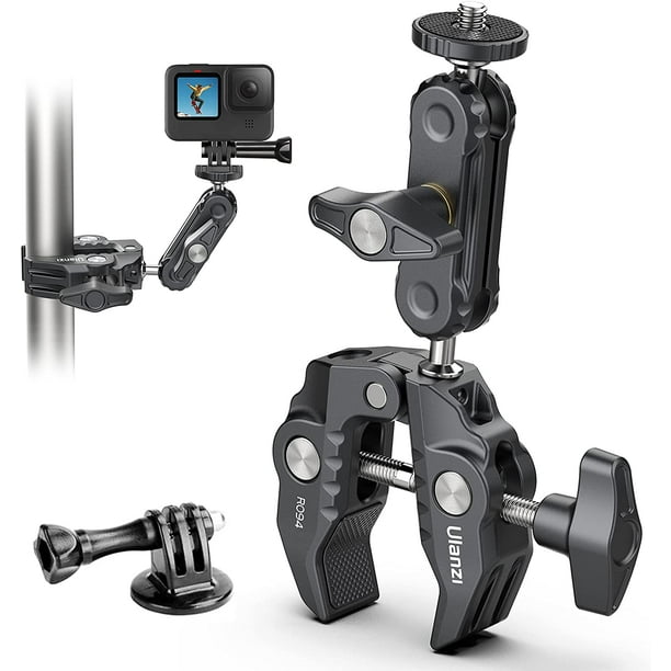ULANZI Camera Clamp Mount for Gopro, 360° Ballhead Magic Arm Camera Mount with 1/4"-20 & 3/8"-16 Thread for Bicycles/Motorcycle/Car, Accessories - Walmart.com