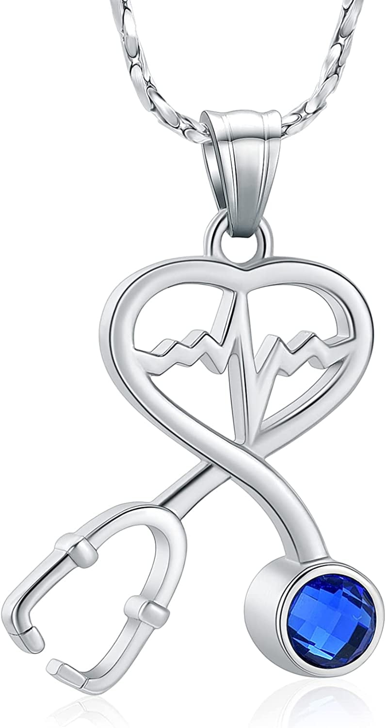 Stethoscope Urn Necklace for Ashes Heartbeat Nursing Stethoscope Jewelry Graduation Gift