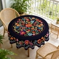 thumbnail image 7 of fsxdhpcsgfc Mexican Folk Art Floral Tablecloth Navy Blue With Colorful Embroidered Rectangle And Round Sizes Decorative Border With Pom Poms Dining Cover Fitted Tablecloth Oblong Tray Table Cover, 7 of 7