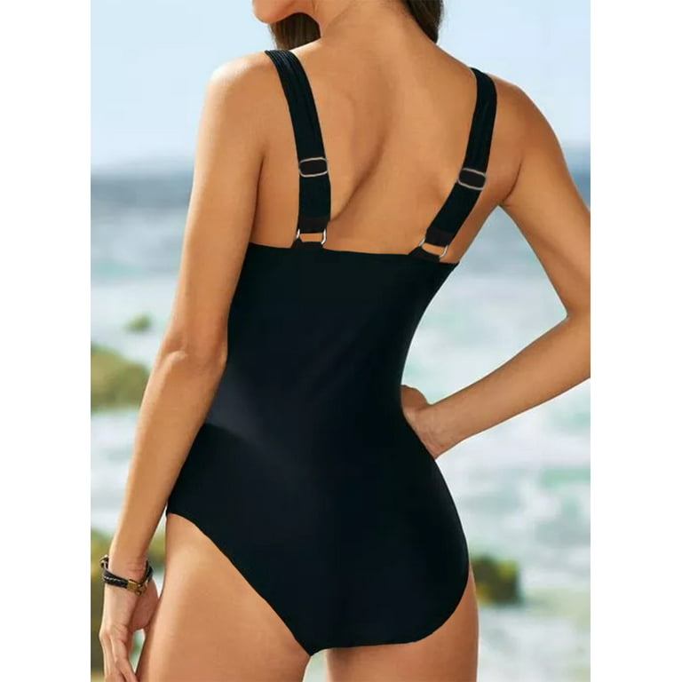 Geometric Zip Up Cupless Swimsuit, Swimsuits