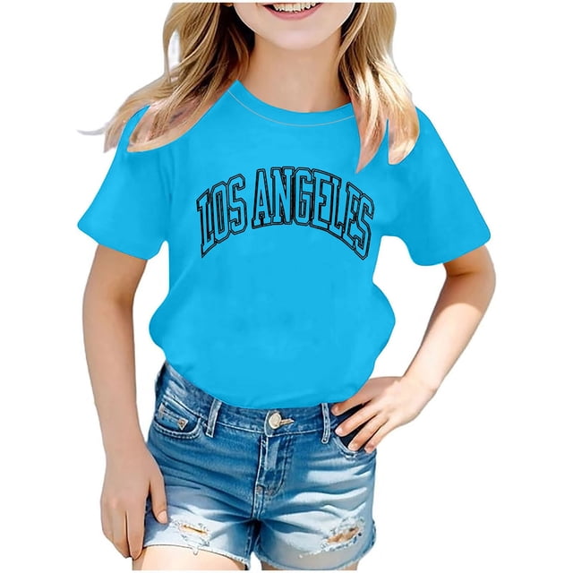 Birdeem Chemises pour Filles Chemises pour Enfants T-Shirt Graphique à Manches Courtes Col Rond Crop Top pour Filles et Garçons de 3 à 14 Ans T-Shirt Tee