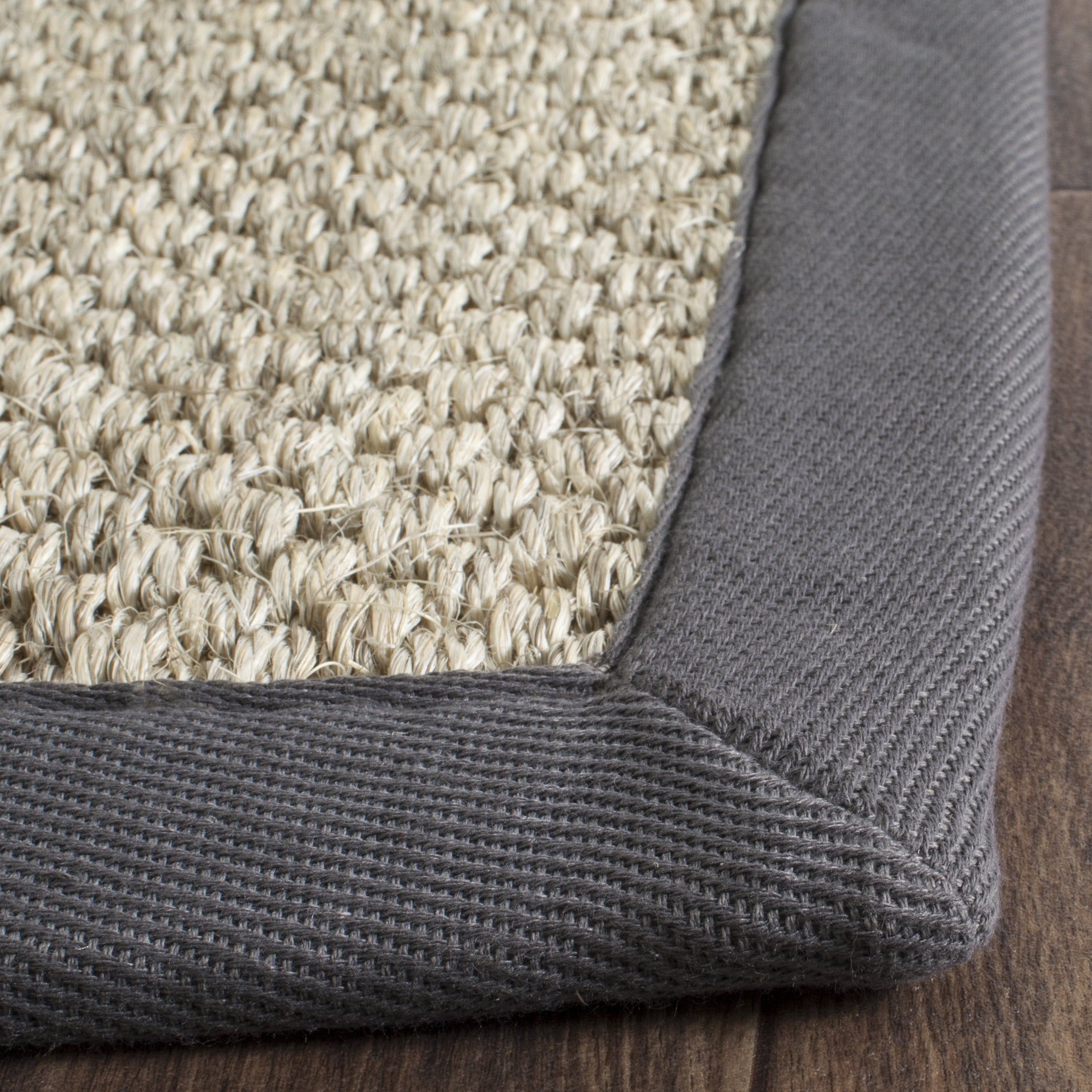 SAFAVIEH Natural Fiber Juniper Border Sisal Area Rug, Marble/Grey, 9' x 9' Square