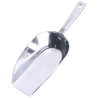 Ice Scoop Food Flour Shovel: Stainless Steel Ice Scooper Flat Bottom Bar  Ice Flour Utility Scoop for Kitchen Popcorn Candy Coffee Beans Silver
