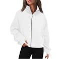 thumbnail image 1 of CHCNHAC Vestes à Capuche Zippées pour Femmes, Décontractées, Douces, Confortables, en Polaire, Poches Doubles, Chandails en Molleton Oversize à Col Rond, Tenues de Mode Automne, Blanc TG, 1 of 7
