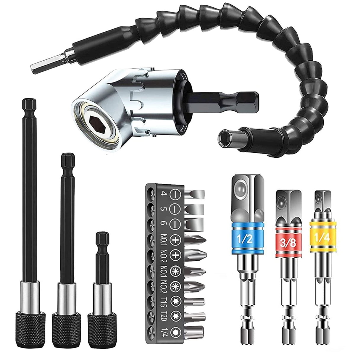 9Pcs Flexible Drill Bit Extension Set 