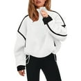 thumbnail image 2 of Womens Hooded Sherpa Fleece Jacket Soft Oversized Pullover with Pockets Warm Cozy Outerwear White L, 2 of 5