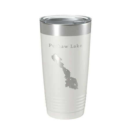 

Pushaw Lake Map Tumbler Travel Mug Insulated Laser Engraved Coffee Cup Maine 20 oz White