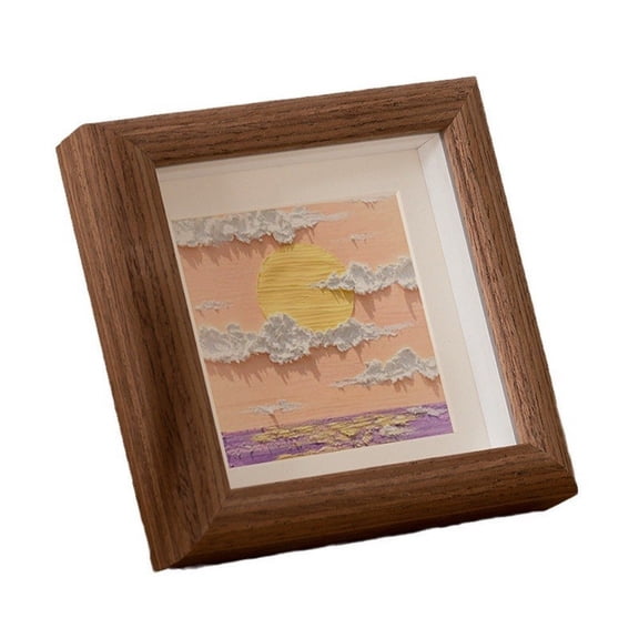 HIKVEX Charming 8-inch Square Wooden Frame for Artwork - for Versatile Display Coffee Color