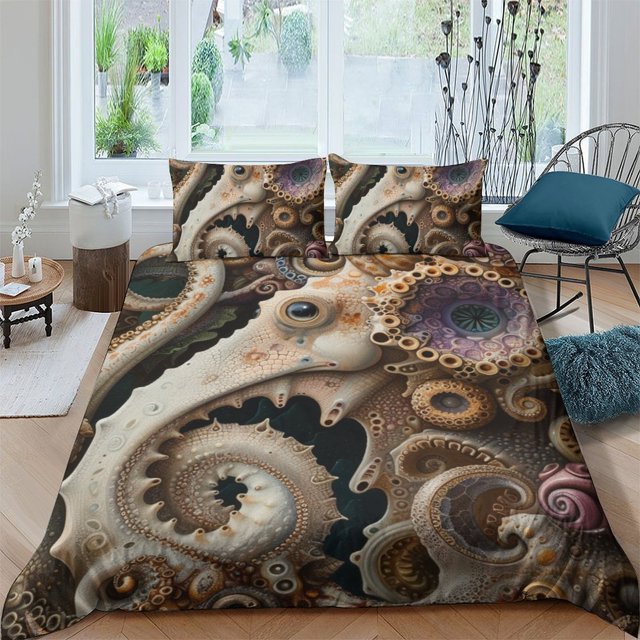 Ensembles de Literie Design Maison Strange Creatures Housse de Couette Imprimée pour Garçons Filles, Simple (68"x86 Pouces)