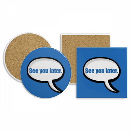 

Daily Language Chat Happy Greetings Coaster Cup Mug Holder Absorbent Stone Cork Base Set