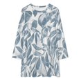 thumbnail image 2 of Blue Leaves Abstract Pattern Art Loose Dress Evening Dress Summer Dresses for Women Luxury Dress Long Sleeved Dress, 2 of 4