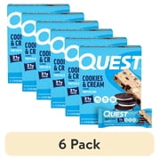 (6 pack) Quest Protein Bar, Cookies & Cream, 21g Protein, Gluten Free, 4 Count