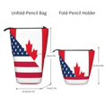 thumbnail image 2 of Xecao USA Canada Flag Print Telescopic Pencil Bag Pen Holder Pop Up Stationery Case Stand-up Retractable Transformer Bag Standing Organizer, 2 of 6
