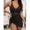Black-L, variant on Black Ruched Mesh Panel One-Piece Swimsuit With Gold-Tone Front Clasp