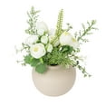 thumbnail image 2 of Better Homes & Gardens Tan Ceramic Vase with White Mixed Artificial Floral, 10", 2 of 7