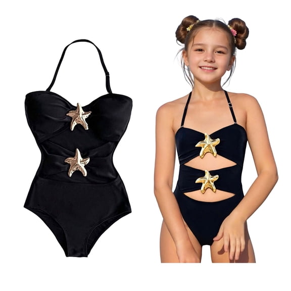 Girl Swimsuit Cut Out 1-Piece Bathing Suits Quick Dry Summer Swimwear with Adjustable Straps Bathing Suit Girl 13-14 Years
