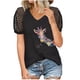 thumbnail image 1 of Blusa informal de manga corta con cuello en V y manga corta para mujer Pompotops hkajfhjk460007, 1 of 5