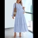 thumbnail image 5 of Vestido de Otoño Informal para Mujer, de Larga, Cuello en V, Cintura Elástica, Ligero, para Invitadas de Boda, con Bolsillos Azul L, 5 of 10