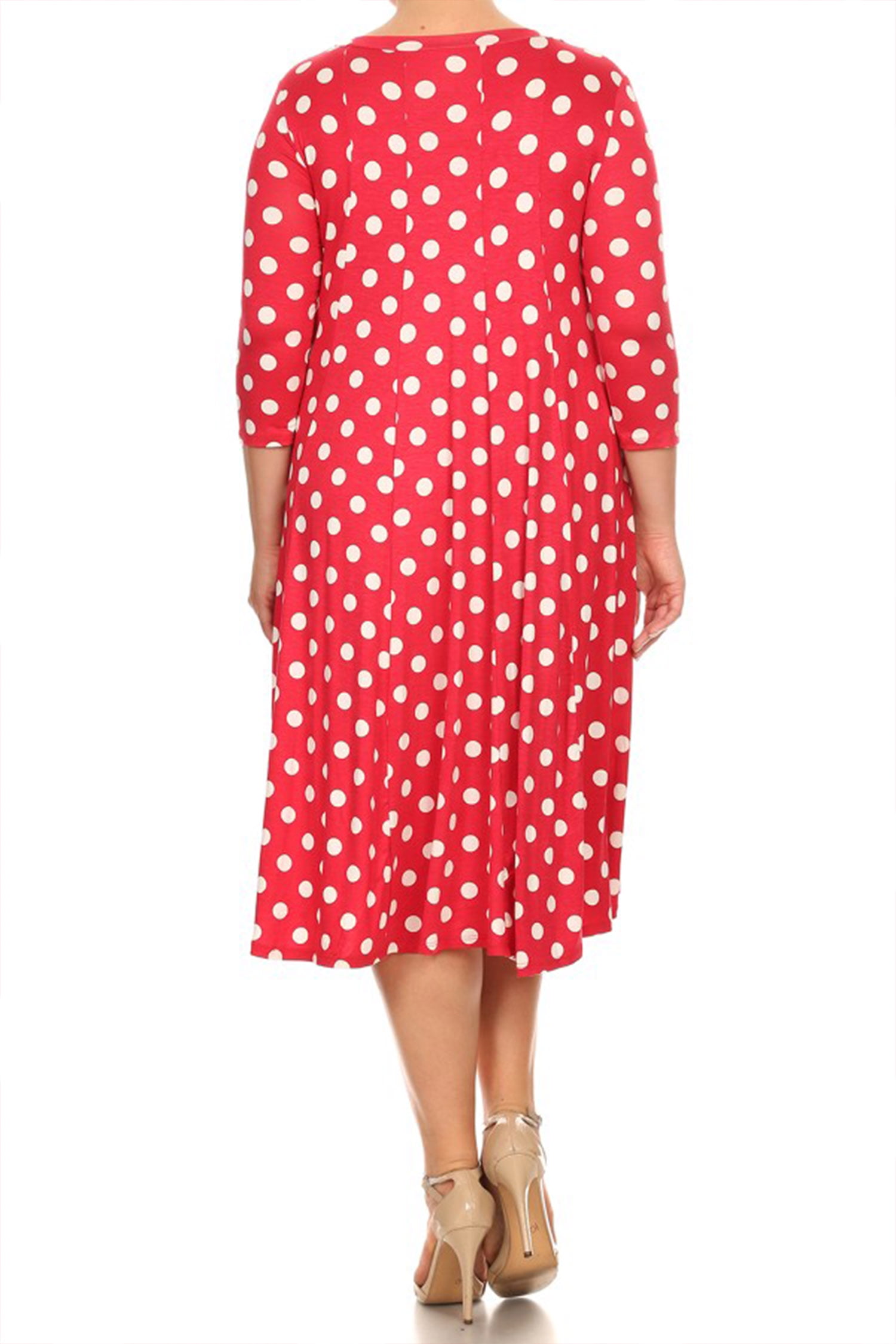 skrivestil Dejlig lektie Women's Plus Size Loose Fit Scoop Neck 3/4 Sleeve Polka Dot Patterned  A-Line Long Dress - Walmart.com